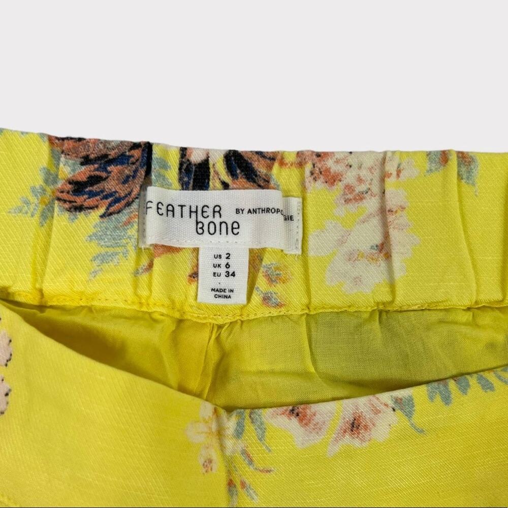 Feather Bone Talese Yellow Floral Wide Leg Pants Size 2 - Picture 4 of 9